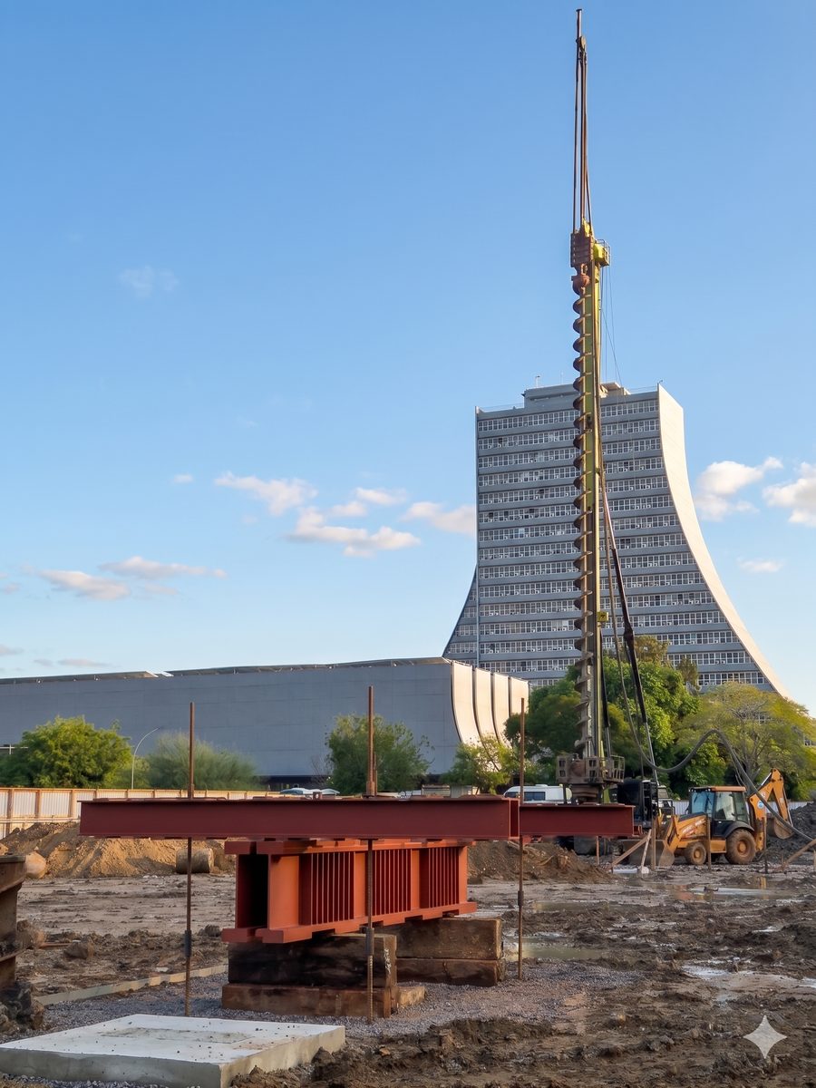 Equipe Fundare Engenharia em obra — ensaios de fundação Porto Alegre RS